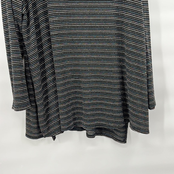 Lane Bryant stripe black blue turtle neck flowy top size 22 sparkle - Picture 7 of 8